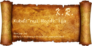 Kubányi Rozália névjegykártya