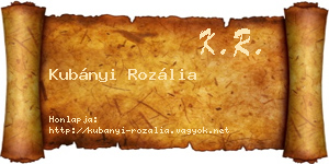 Kubányi Rozália névjegykártya